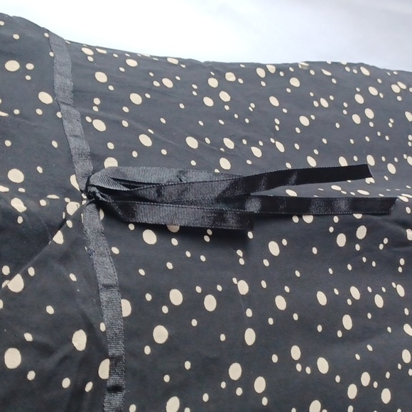 Maggy London silk black cream polka dot dress short flutter sleeve 14, 21" PTP - Picture 5 of 8